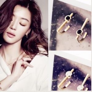 Gold Black Earrings