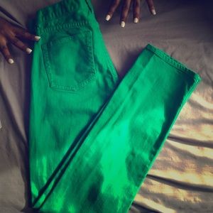 Green matchstick jeans!
