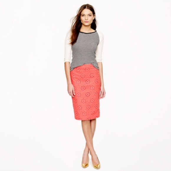 Talbots Dresses & Skirts - Orange and pink eyelet lace pencil skirt