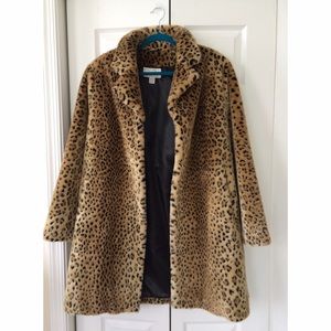 Cheetah print faux fur coat