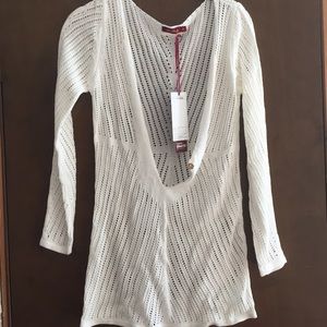 Cream knit swim suit cover up