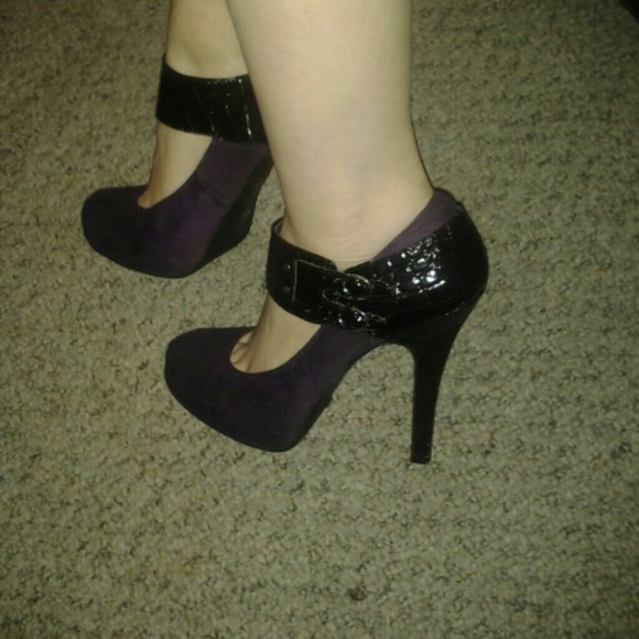 Purple and black heels