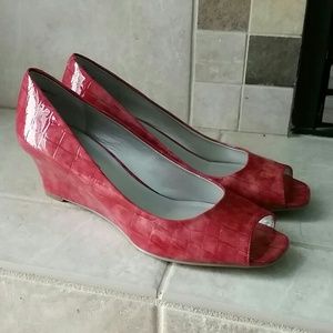 Red Peep Toe Pumps