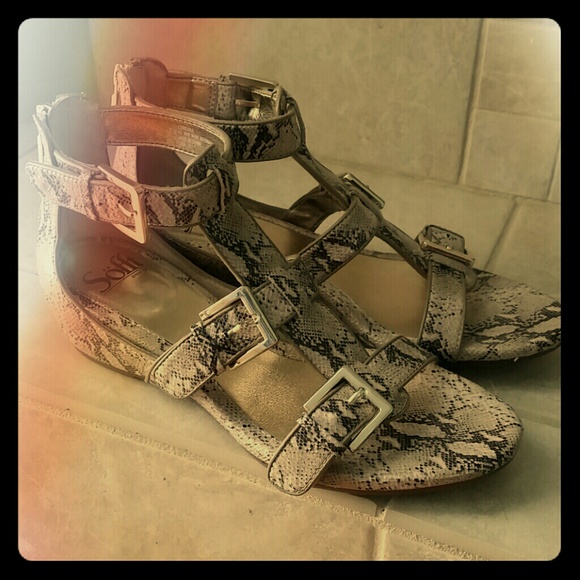 Python Buckle Wedge Sandals