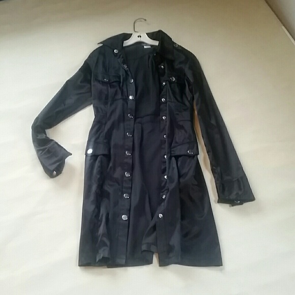 Black satin button-up jacket