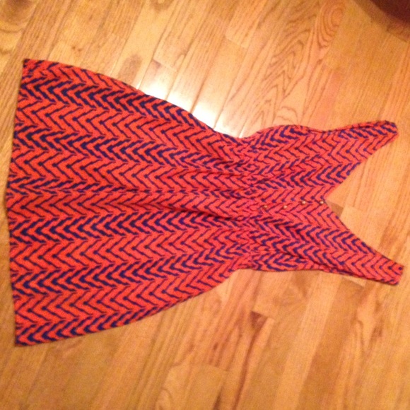 Boutique orange / blue dress - size small