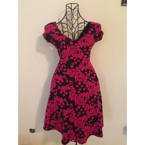 Black and Hot Pink Floral Dress!