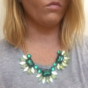 Dark and Light Green Gemstone Flower Necklace