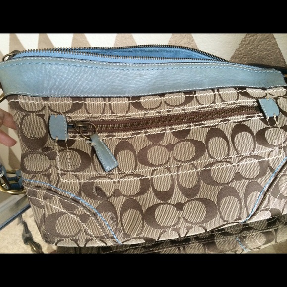 Authentic Coach signature Demi bag- khaki & blue - Picture 4 of 5