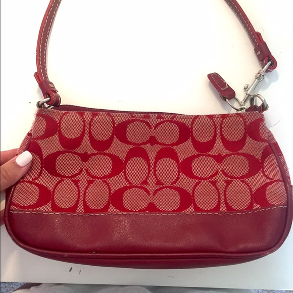 ❌SOLD❌ Authentic Coach Red Fabric/Leather Purse