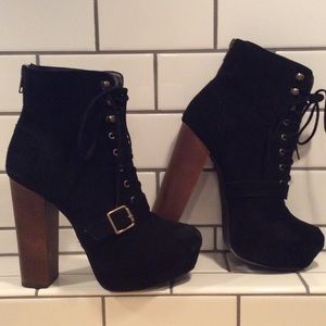 Steve Madden Black Suede Carnaby Platform Booties