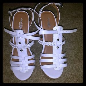 White strappy wedges