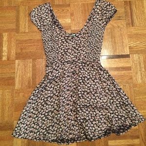 Floral button mini skater dress