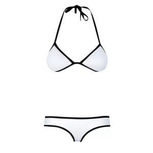 White Neoprene Colorblock Bikini