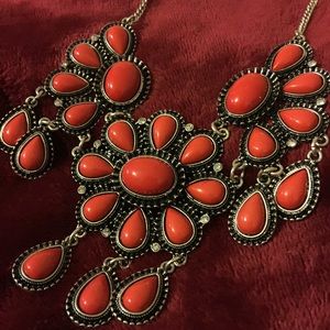 large orange statement necklace