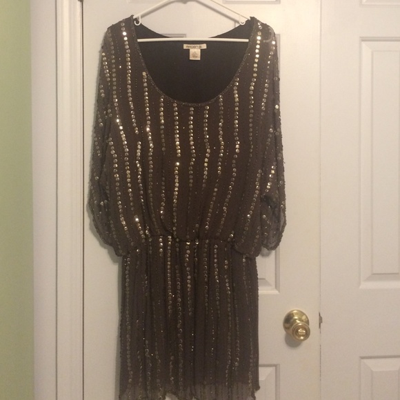 Arden B sequined taupe dress
