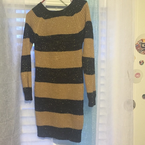 black and gold sweater dress