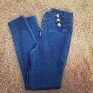 High waisted blue denim bebe jeans