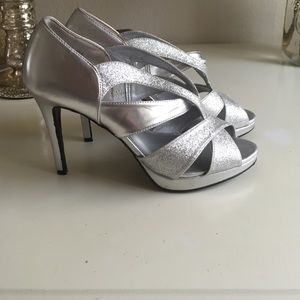 Silver sparkly heels