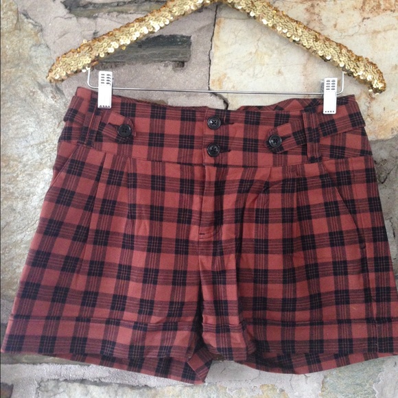 Ben Sherman highwaisted orange/black tartan shorts
