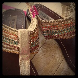 Steve Madden rhinestone rainbow sandal w7