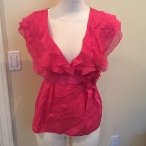 Bebe pink top with ruffles