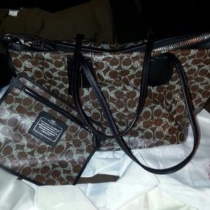 Coach purse large with matching makeup bag
