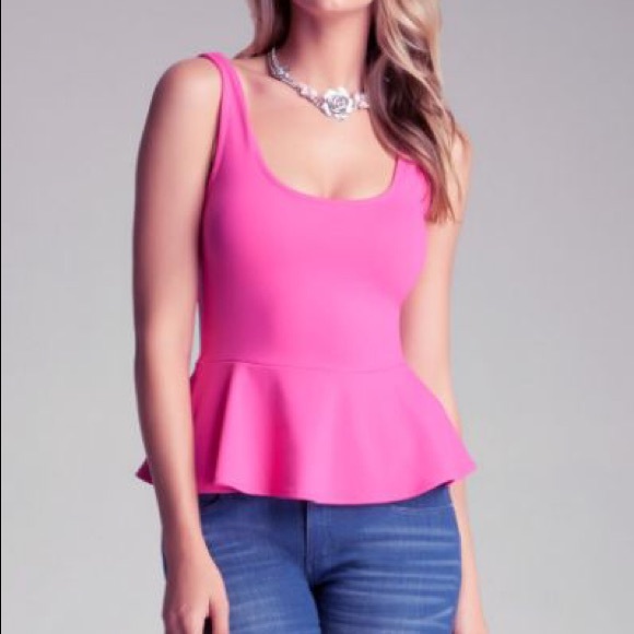 Neon pink peplum tank top
