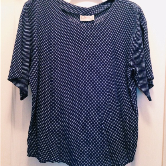 Flowy Navy & White Polkadot Top!