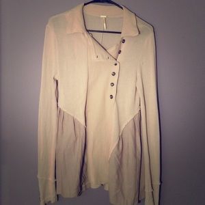 Free people tan buttoned cardigan