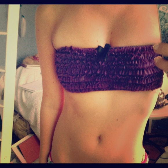 Purple ruffle bandeau top