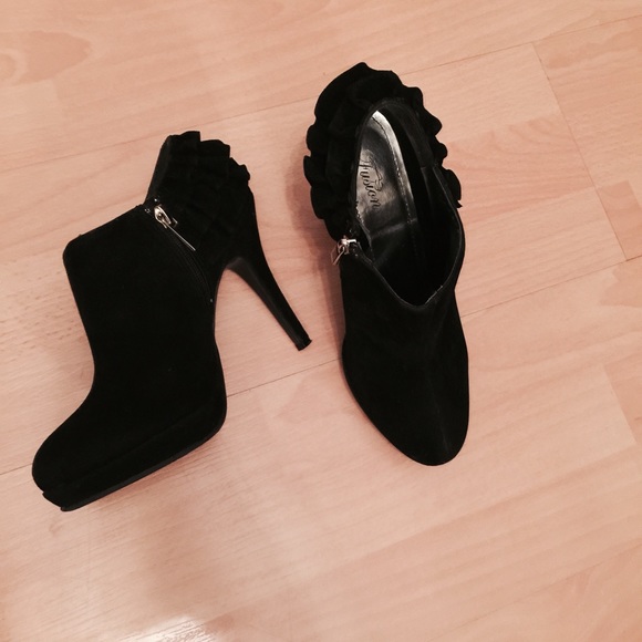 Black Nubuck Ankle Booties