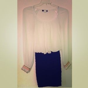 Black & White B. Darlin Long Sleeve Short Dress