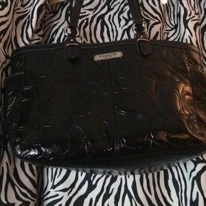 Authentic black leather coach purse