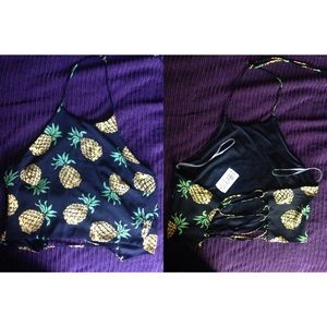Pineapple cropped halter top