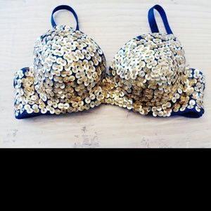 Beautiful gold sequin beaded bra! Burlesque style!