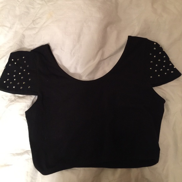 Black studded crop top
