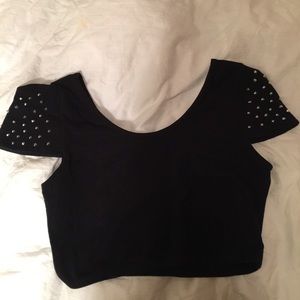 Black studded crop top