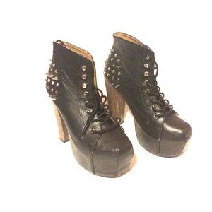 Cute platform thick black spike heels