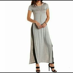 Grey maxi shirt slit on both sides