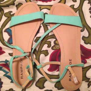 Flat mint green sandals