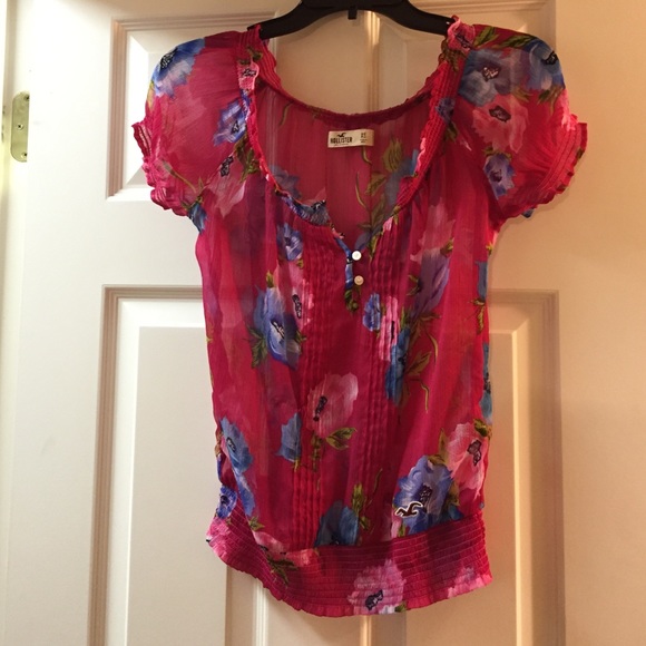 Red floral hollister top