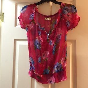 Red floral hollister top