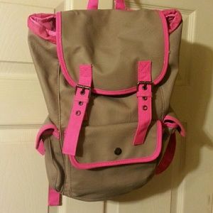 grey & pink leather bag