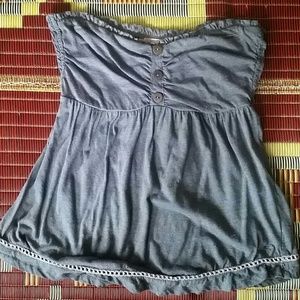 Cute blue strapless top