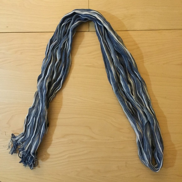 J.Crew Spring Blue/Ivory Striped Scarf - Picture 2 of 4