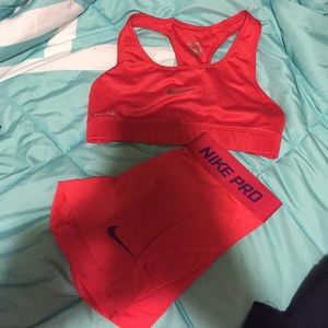 Nike pro sports bra and shorts