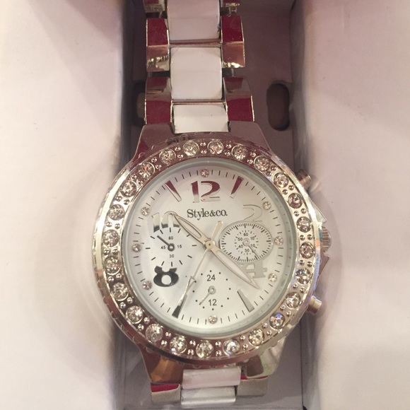 Style & Co white and silver watch
