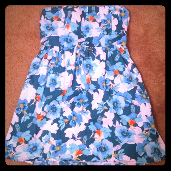 Strapless Floral Dress