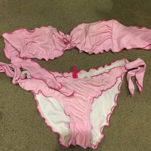 Shiny light pink bikini set